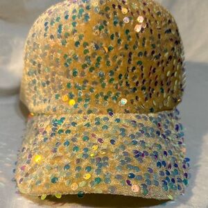Sequin-Embellished beige  velour Cap